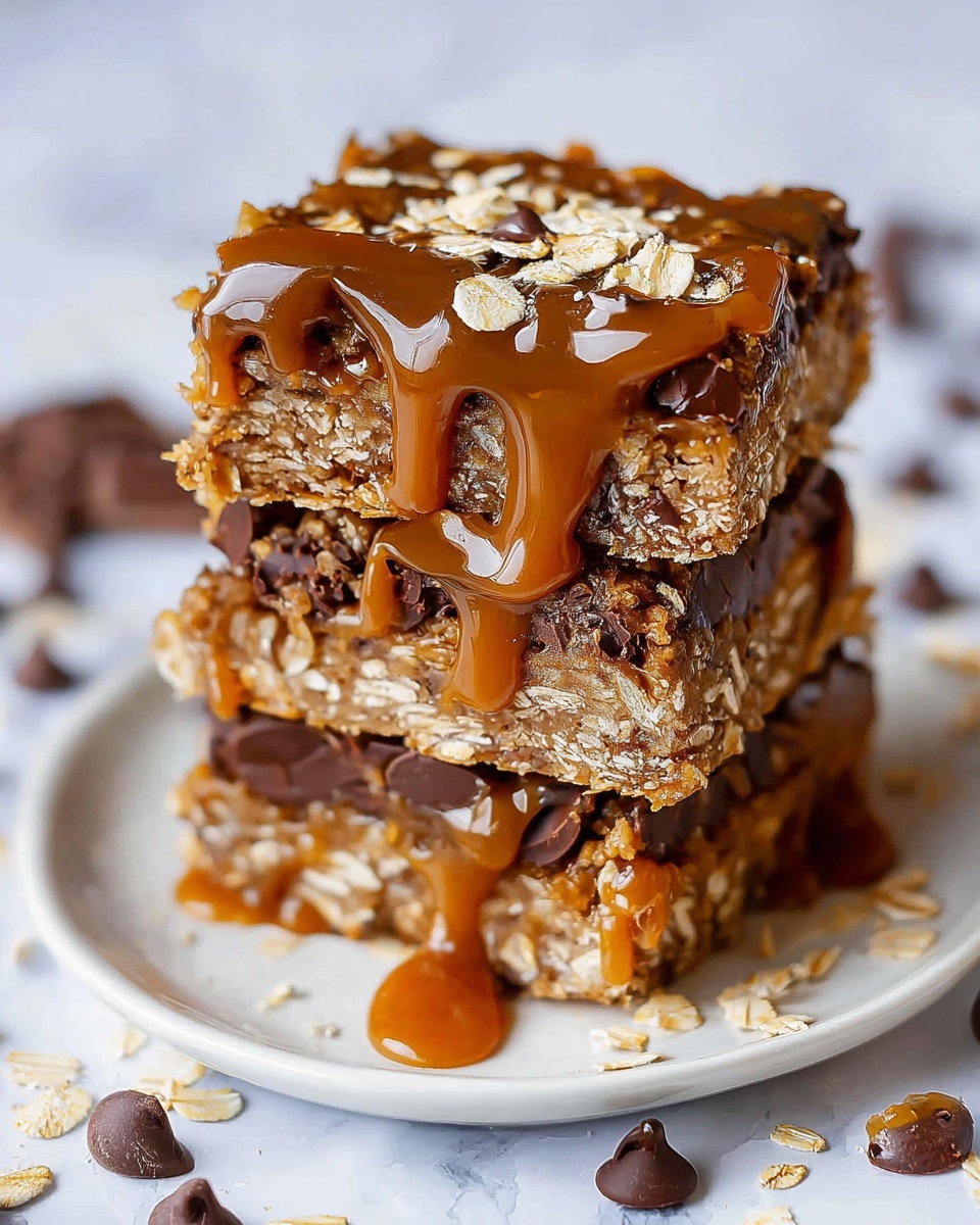 Salted Caramel Chocolate Oat Bars Recipe - Recipe Image