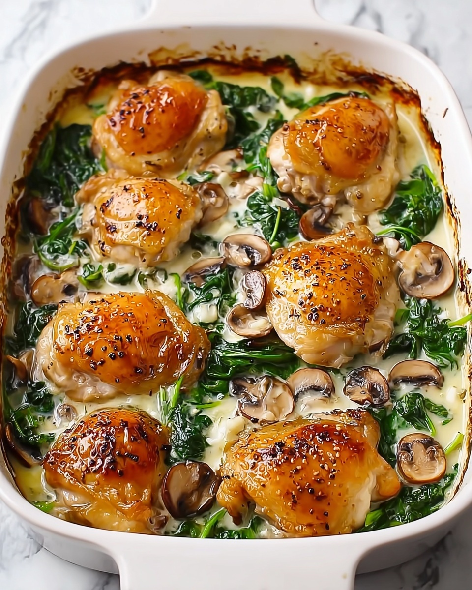 Chicken, Spinach, and Mushroom Low-Carb Oven Bake Recipe - Recipe Image