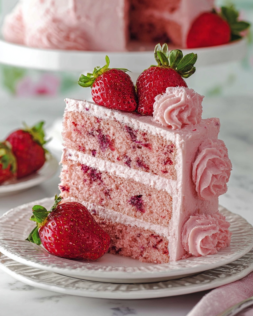 Strawberry Layer Cake with Strawberry Buttercream Recipe - Recipe Image