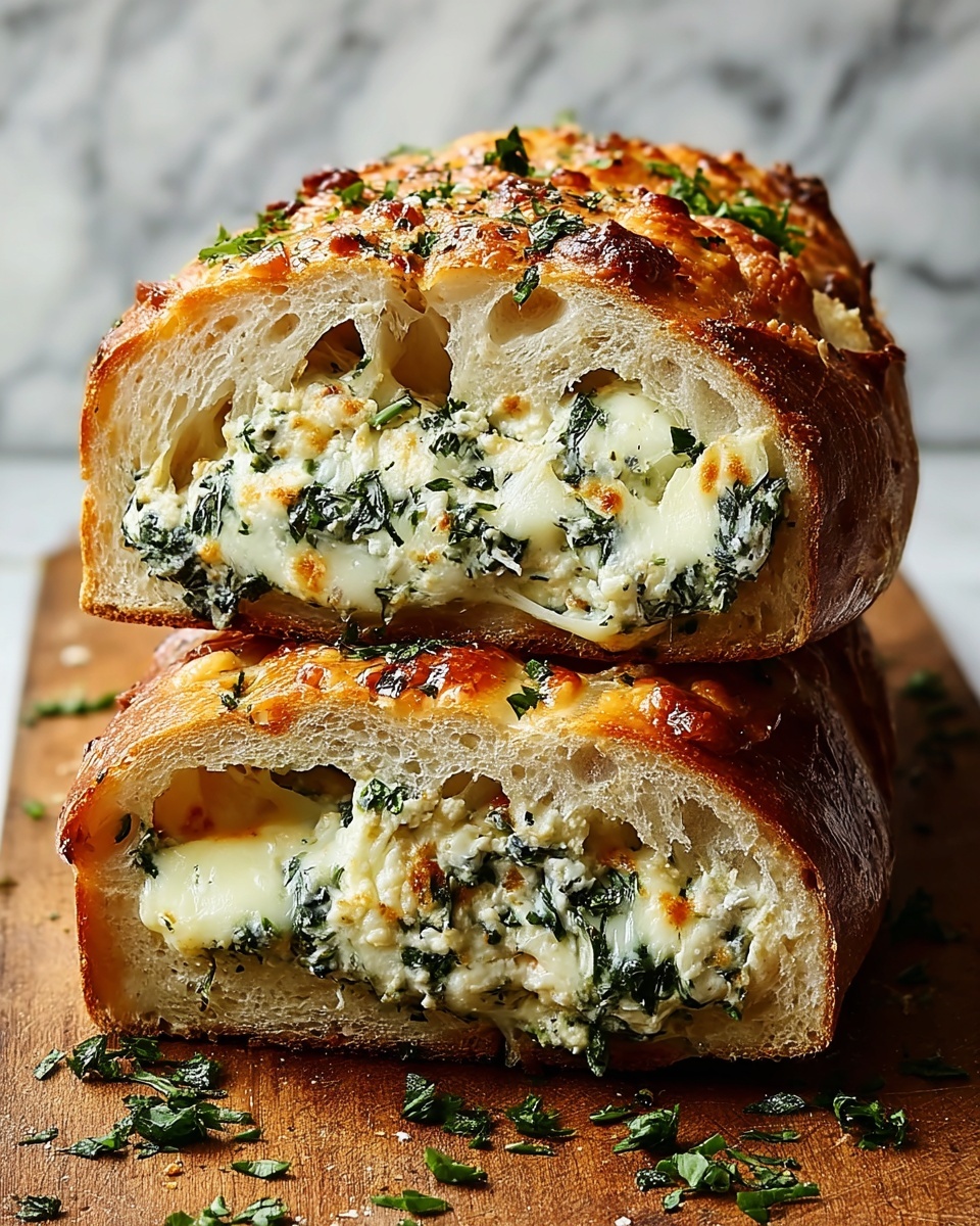 Cheesy Spinach Stuffed Bread Recipe - Recipe Image