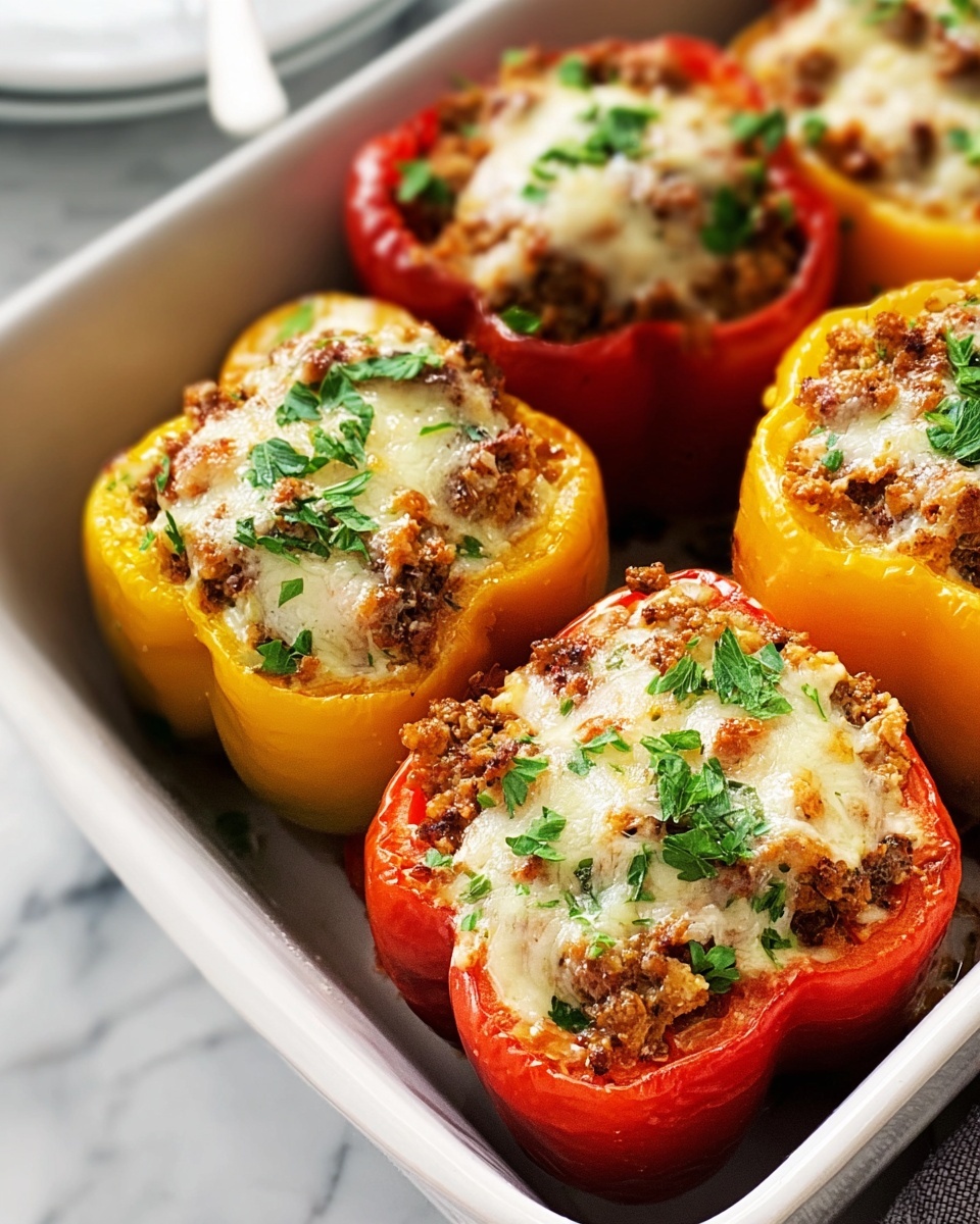 Stuffed Bell Peppers with Ground Beef, Rice, and Spinach Recipe - Recipe Image