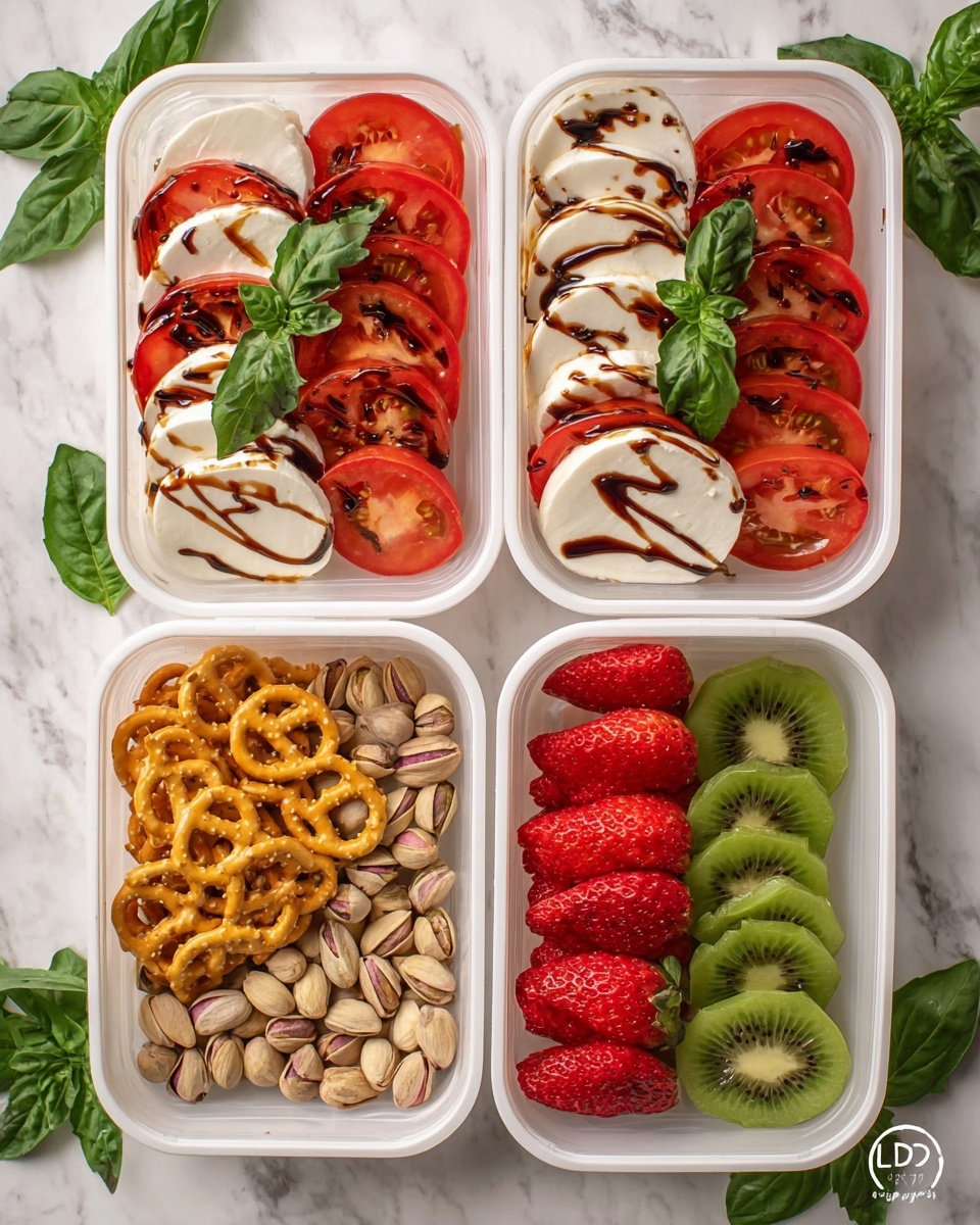 Caprese Lunchbox Idea with Fresh Fruits and Nuts Recipe - Recipe Image