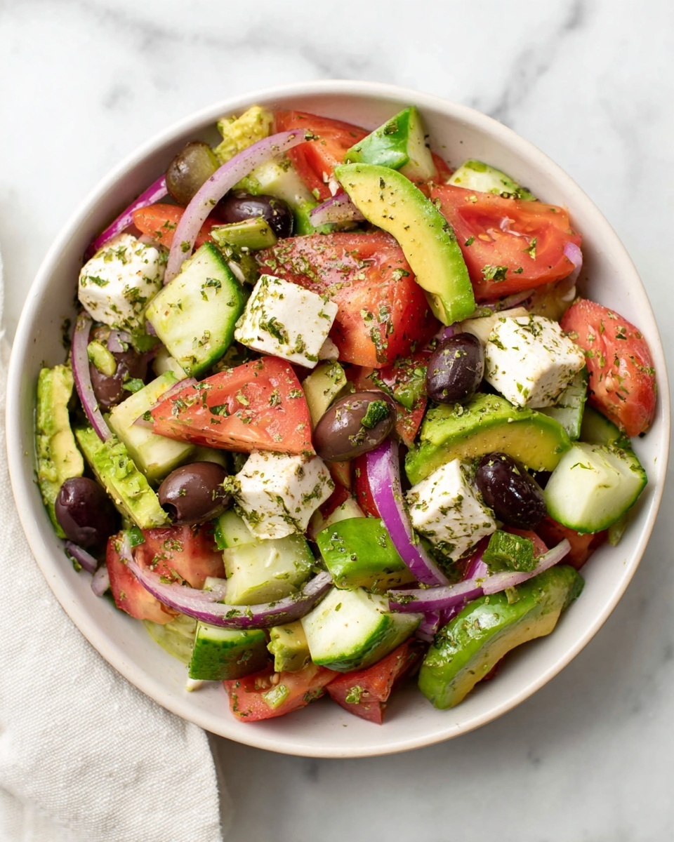 Avocado Greek Salad Recipe - Recipe Image