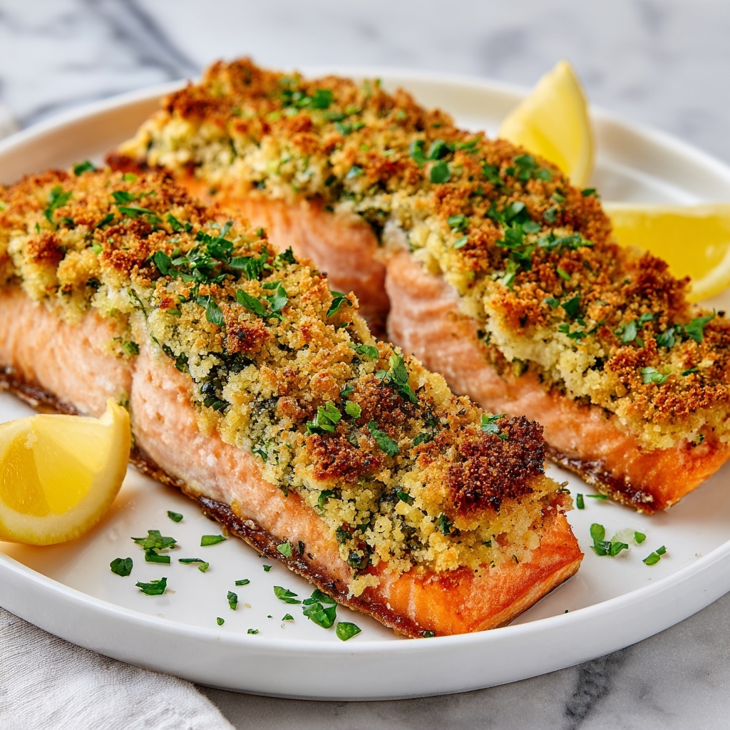 Garlic Herb Crusted Salmon Recipe - Recipe Image