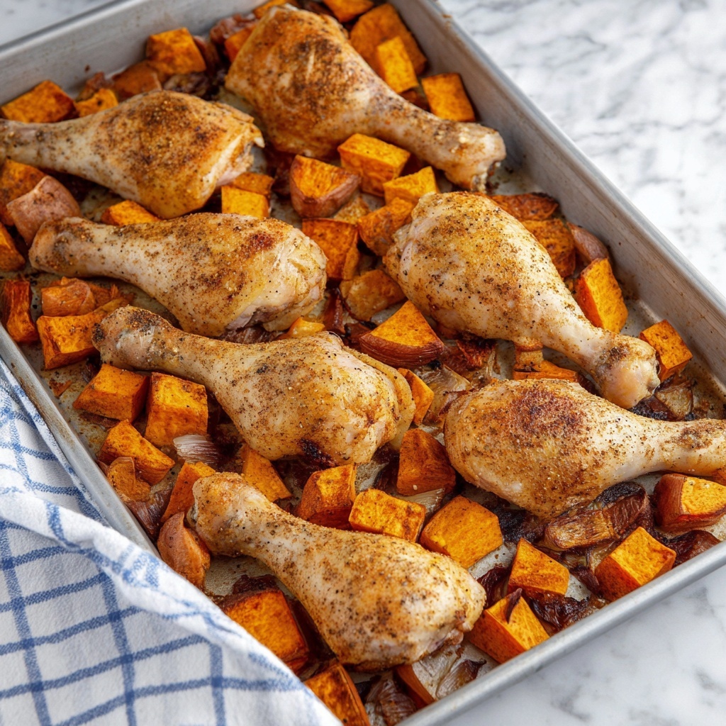 Sheet Pan Chicken Legs and Sweet Potatoes Recipe - Recipe Image
