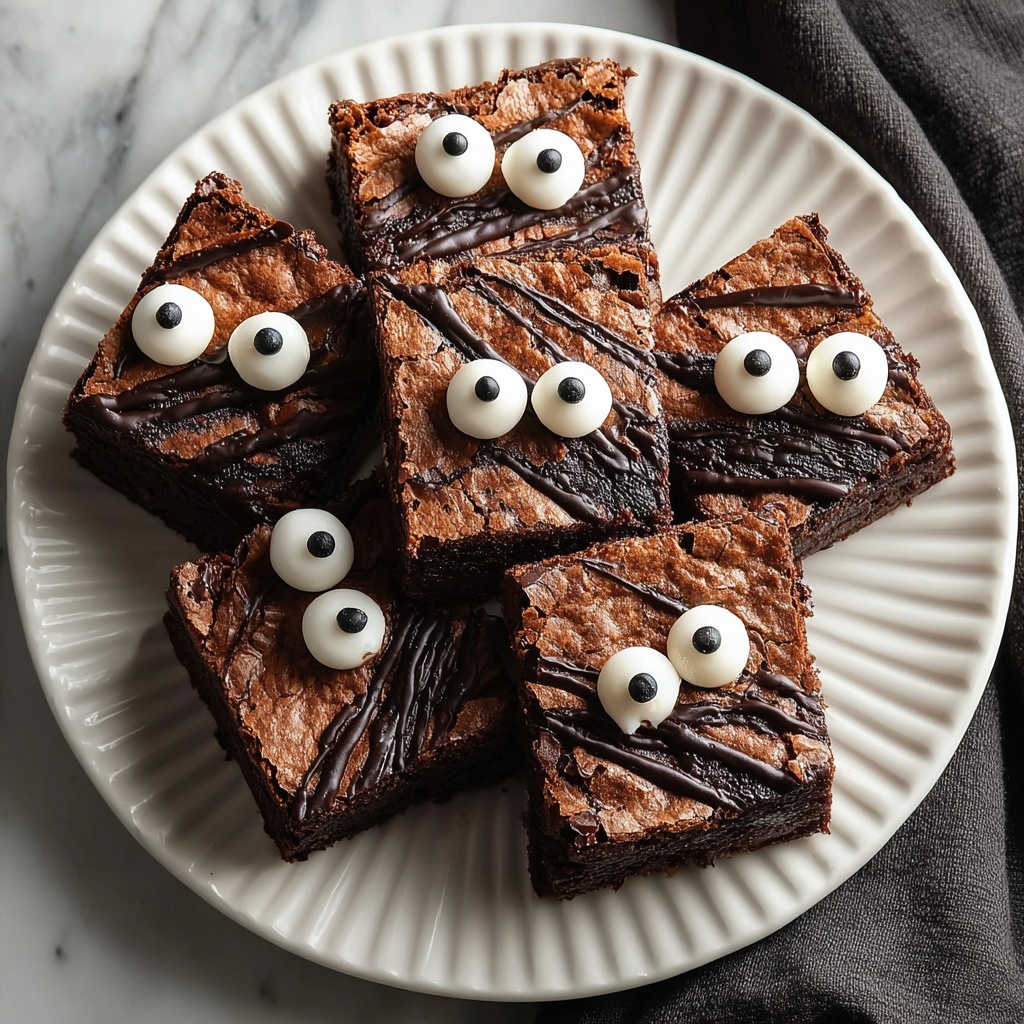 Decadent Baked Mummy Brownies with Rich Chocolate Recipe - Recipe Image