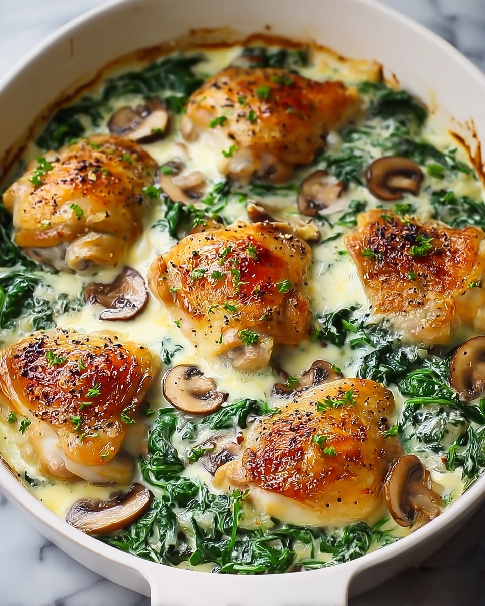 Chicken, Spinach, and Mushroom Low-Carb Oven Bake Recipe - Recipe Image