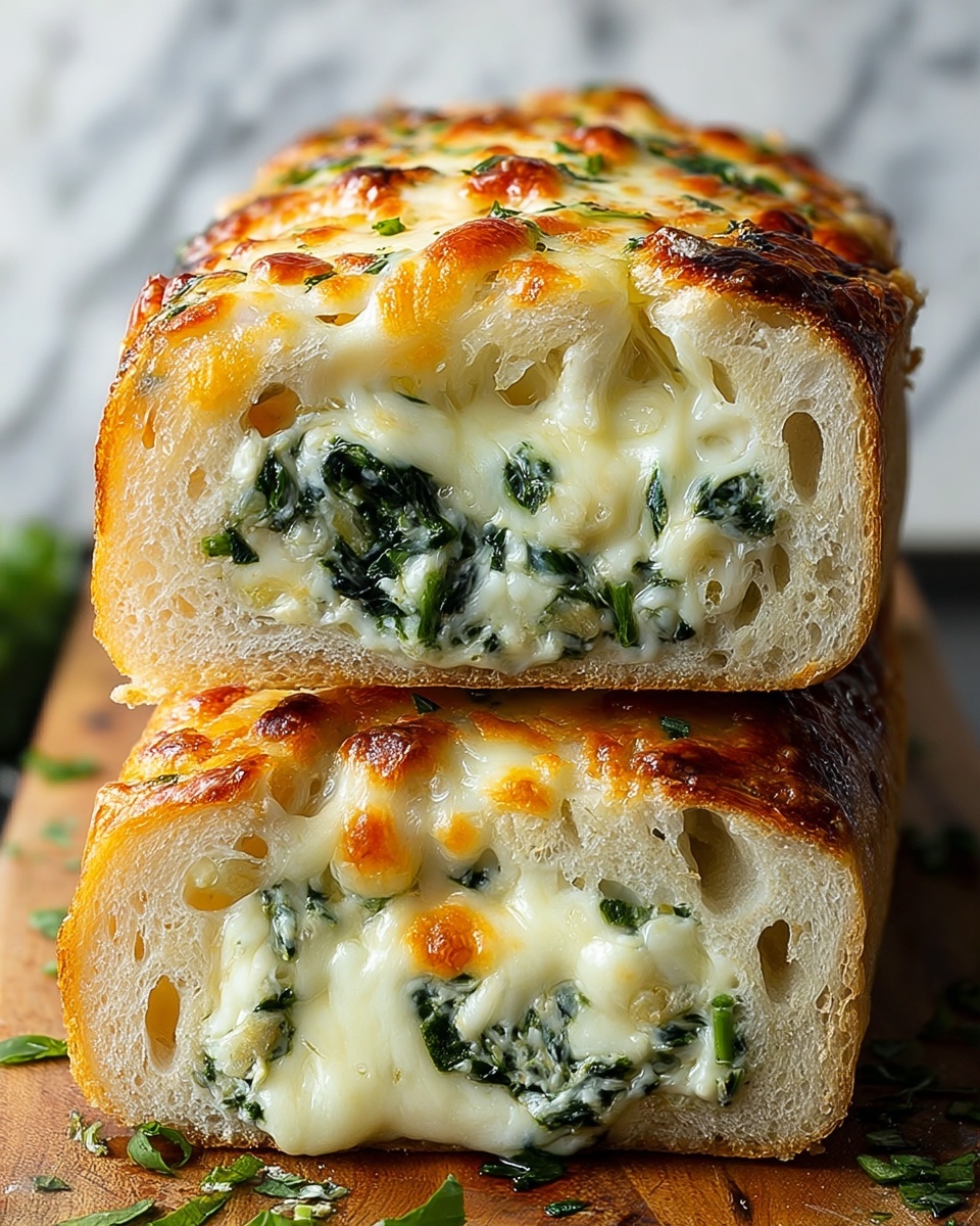 Cheesy Spinach Stuffed Bread Recipe - Recipe Image