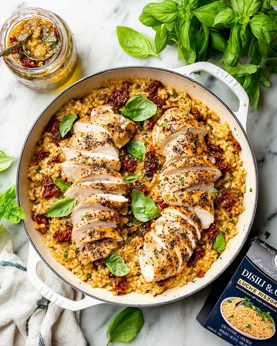 Easy Sun-Dried Tomato, Basil, and Chicken Risotto Recipe - Recipe Image