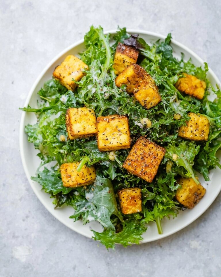 Baby Kale Salad with Lemon Dressing and Parmesan Croutons Recipe