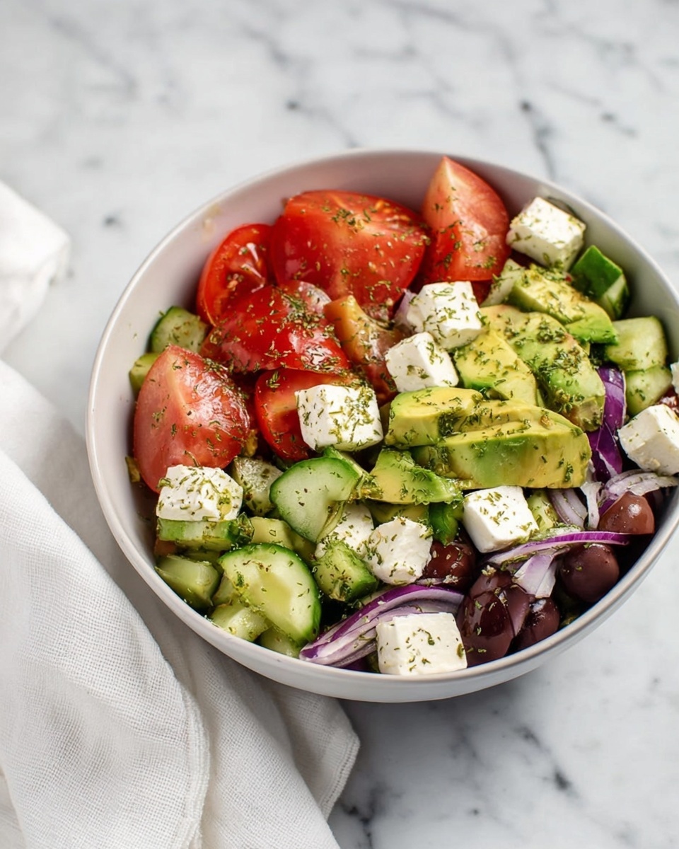 Avocado Greek Salad Recipe - Recipe Image