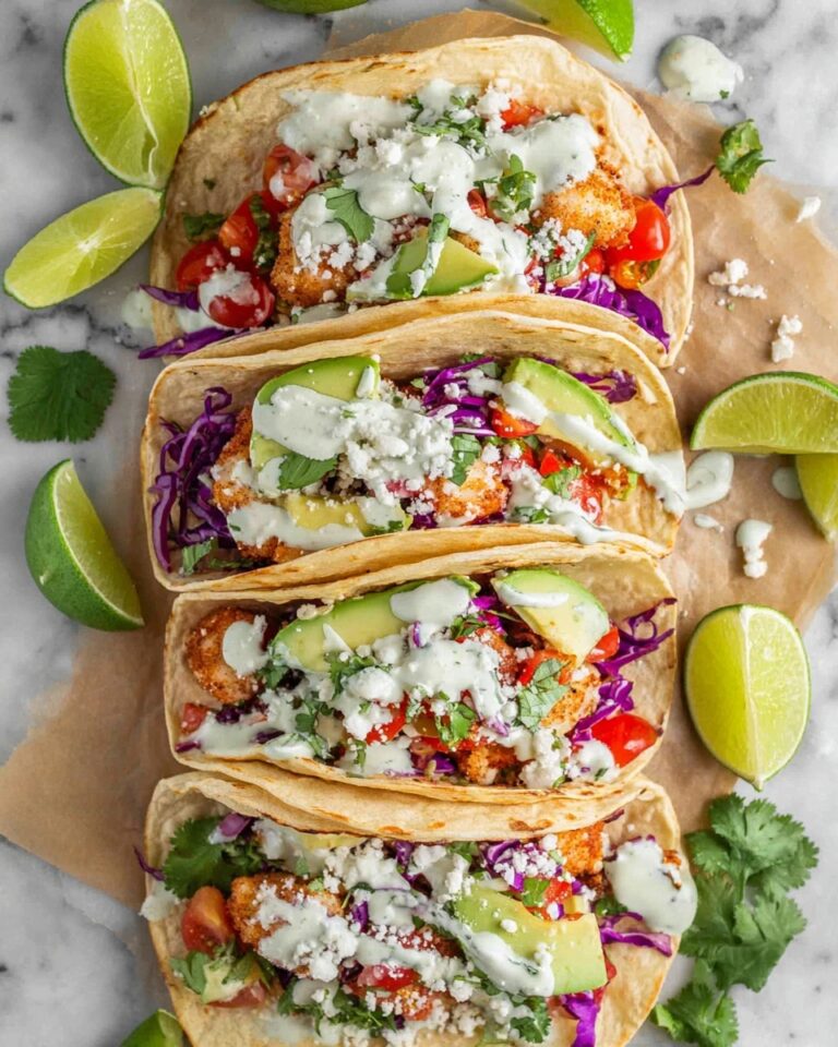 Fish Tacos with Homemade Taco Sauce and Fresh toppings Recipe
