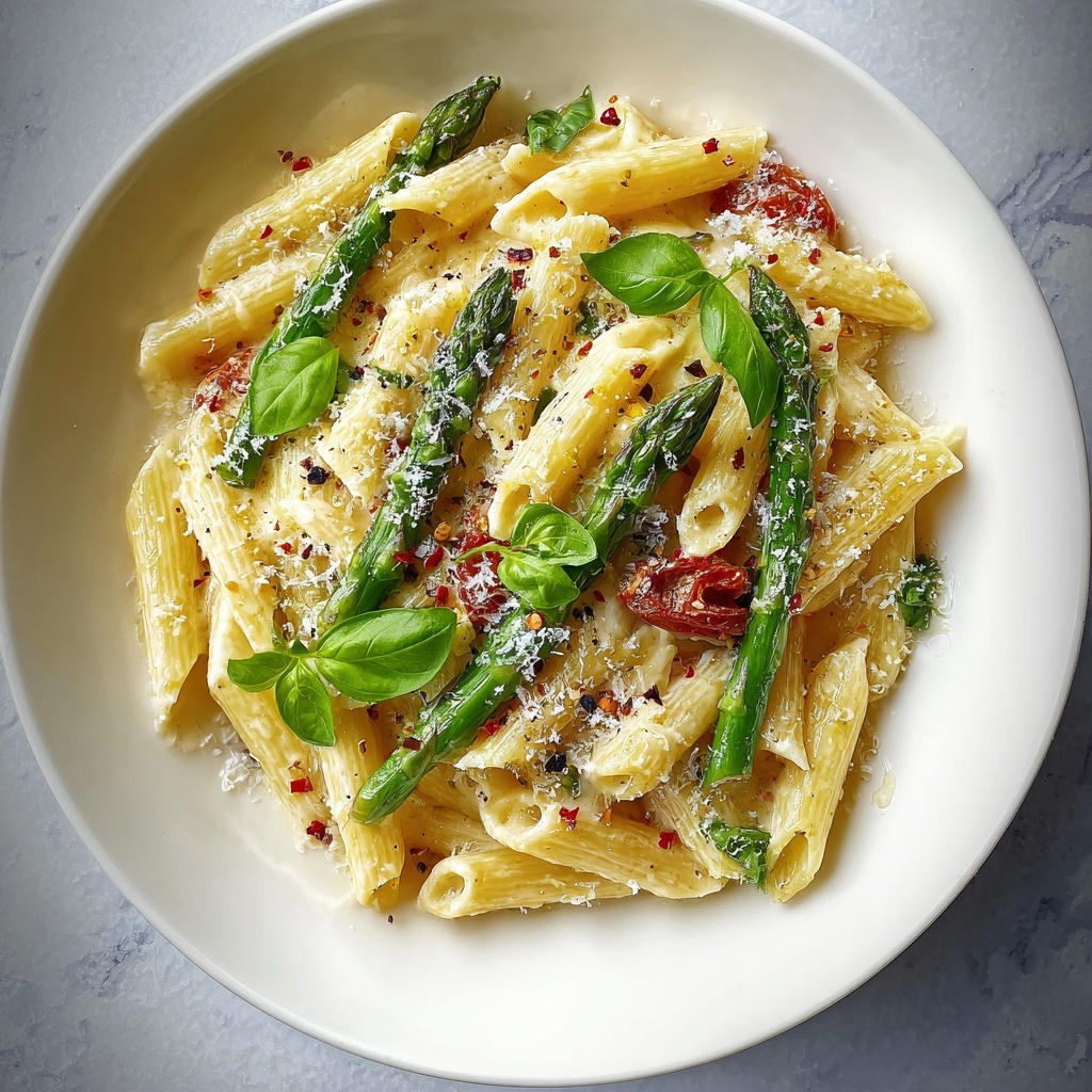 Pasta with Green Asparagus, Cherry Tomatoes, and Lemon Zest Recipe - Recipe Image