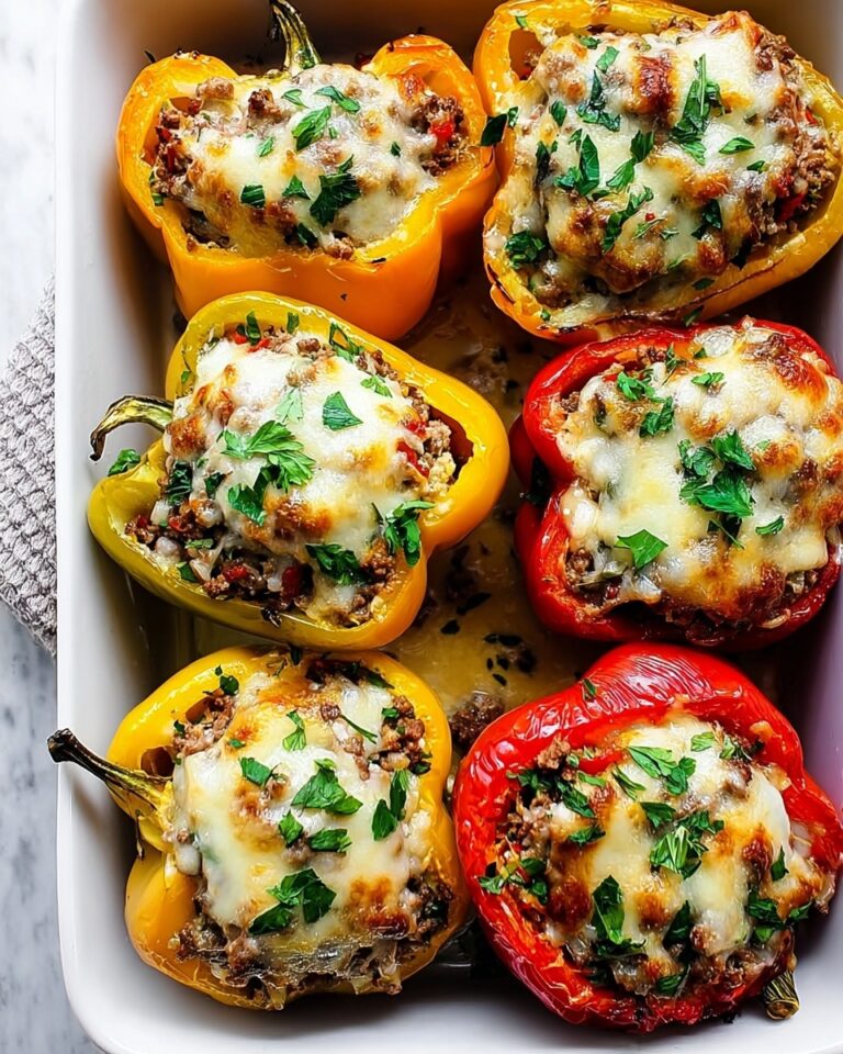 Stuffed Bell Peppers with Ground Beef, Rice, and Spinach Recipe