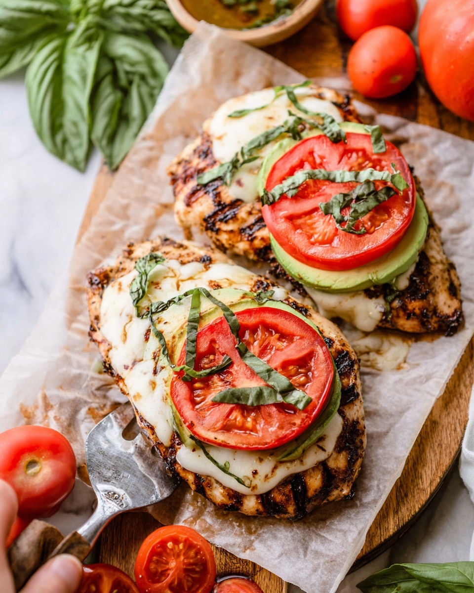 California Chicken with Mozzarella, Avocado, and Balsamic Glaze Recipe - Recipe Image