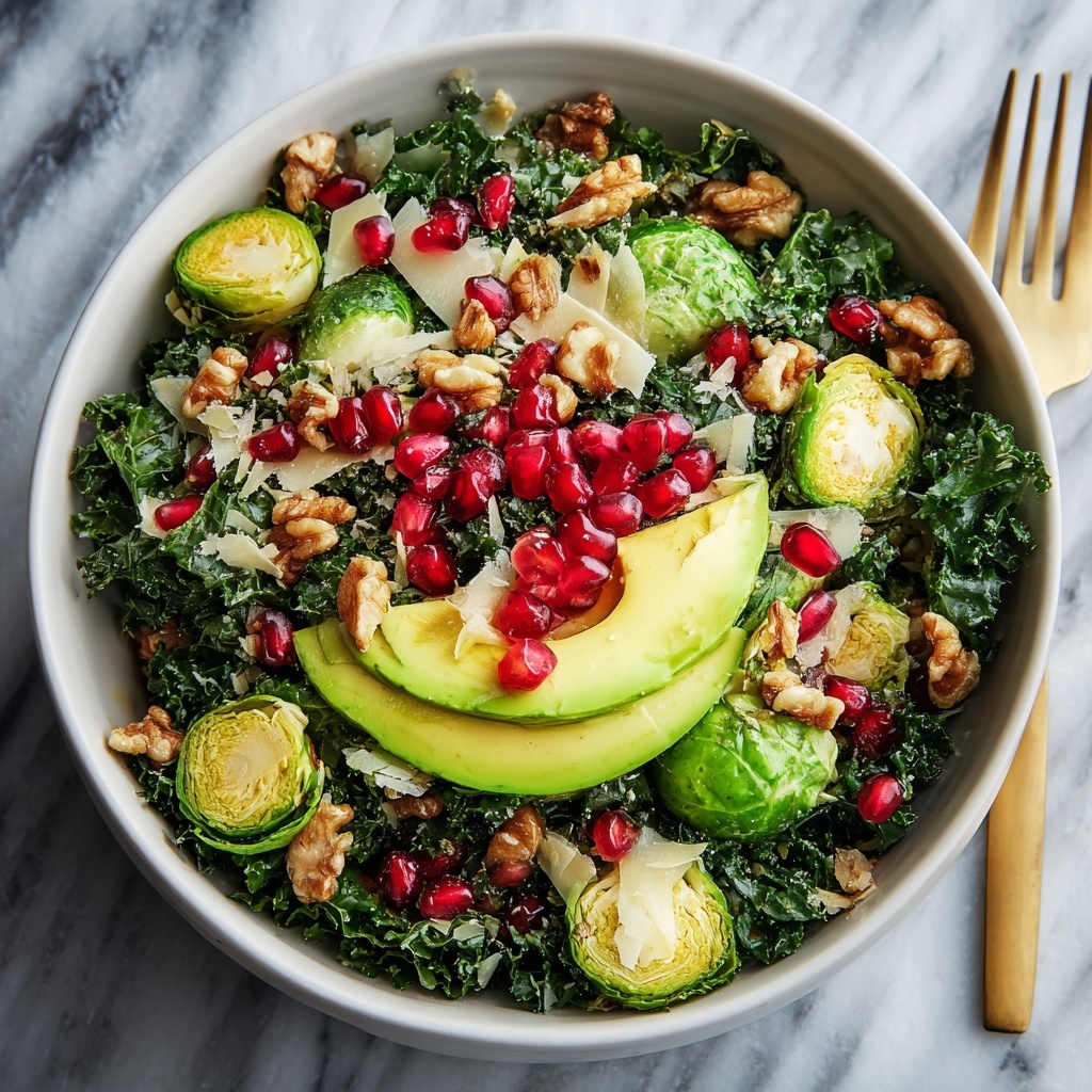 Shaved Brussels Sprouts Salad with Apple Cranberries and Parmesan Recipe - Recipe Image