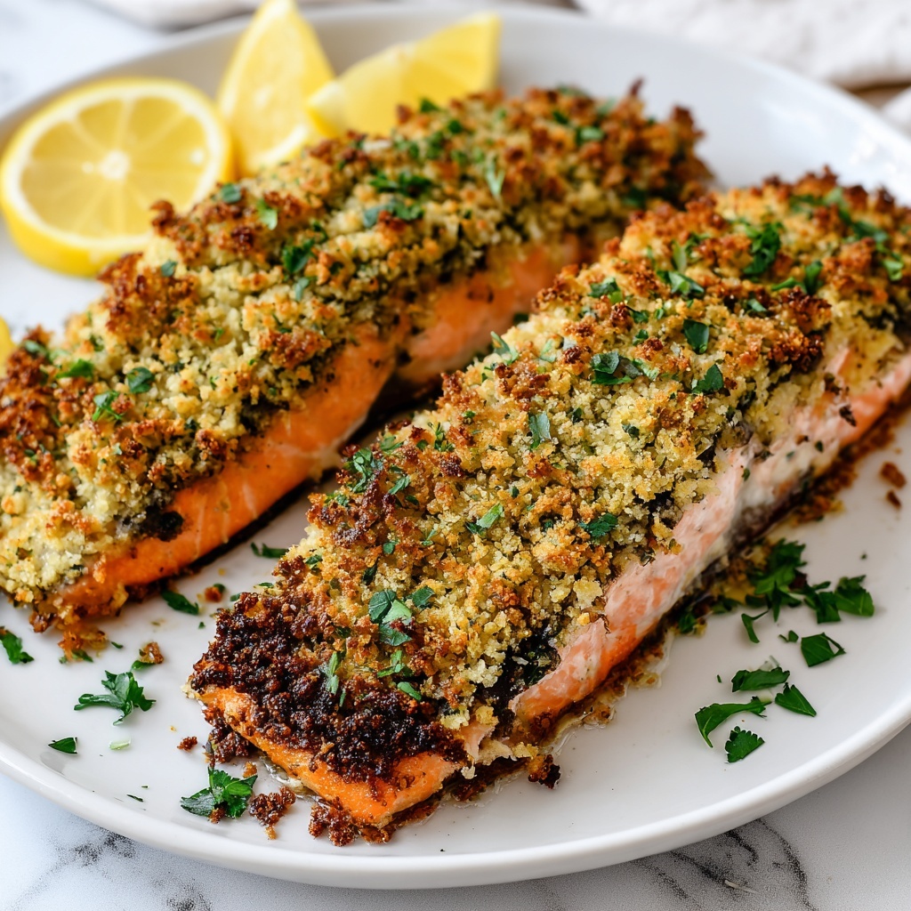 Garlic Herb Crusted Salmon Recipe - Recipe Image