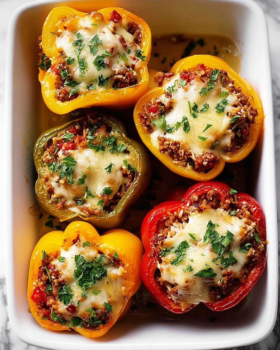 Stuffed Bell Peppers with Ground Beef, Rice, and Spinach Recipe - Recipe Image