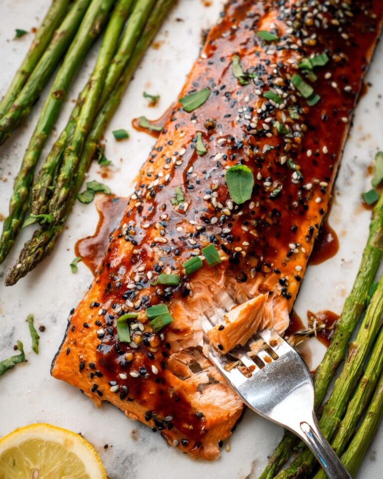 Sheet Pan Salmon and Asparagus with Hoisin Glaze Recipe
