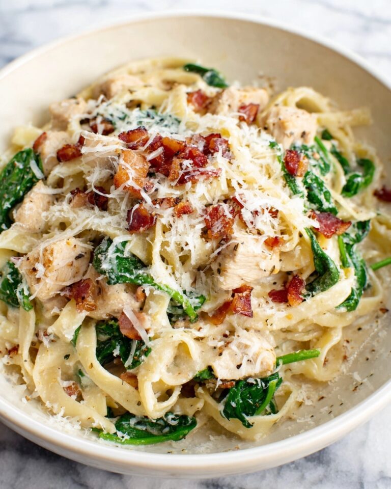 Creamy Chicken Bacon Spinach Pasta Recipe
