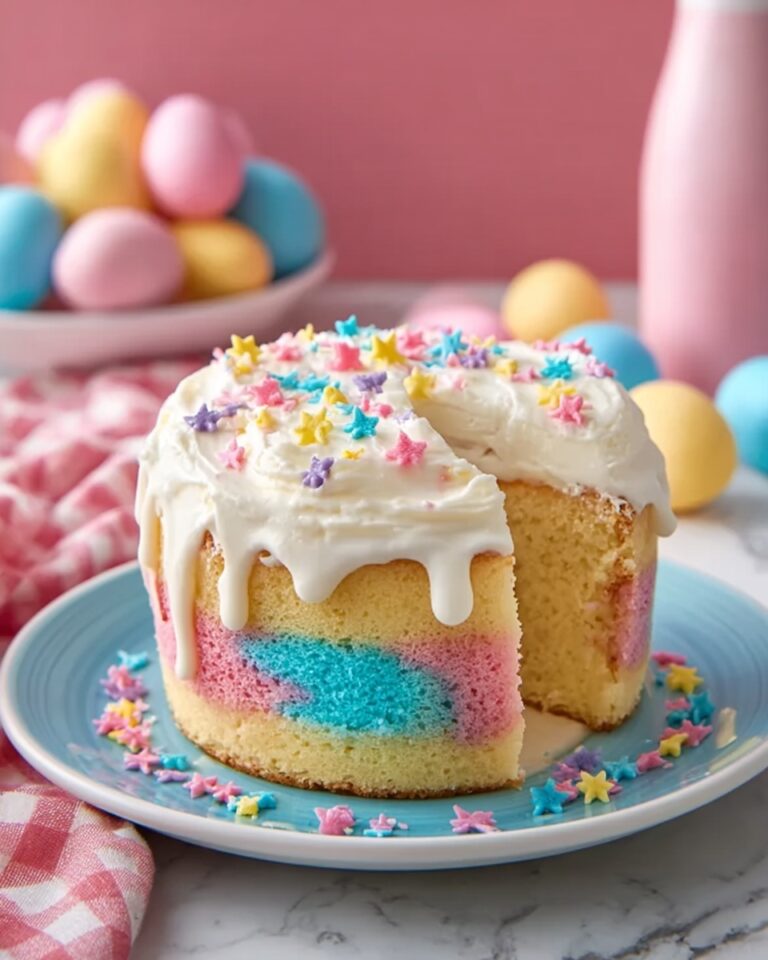 Easter Poke Cake with Pastel Pudding Filling Recipe