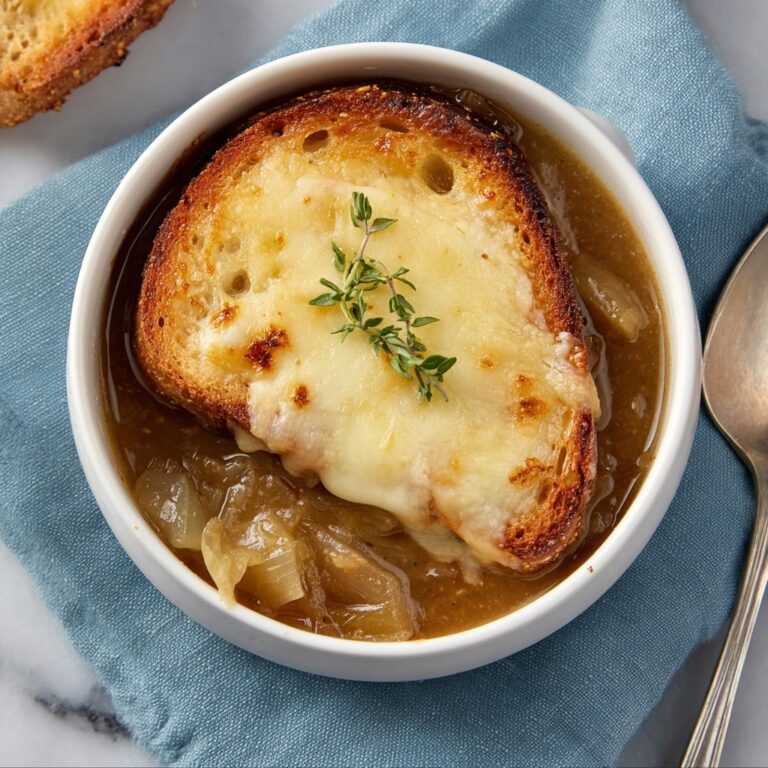 Slow Cooker French Onion Soup with Baguette Toasts and Gruyère Recipe