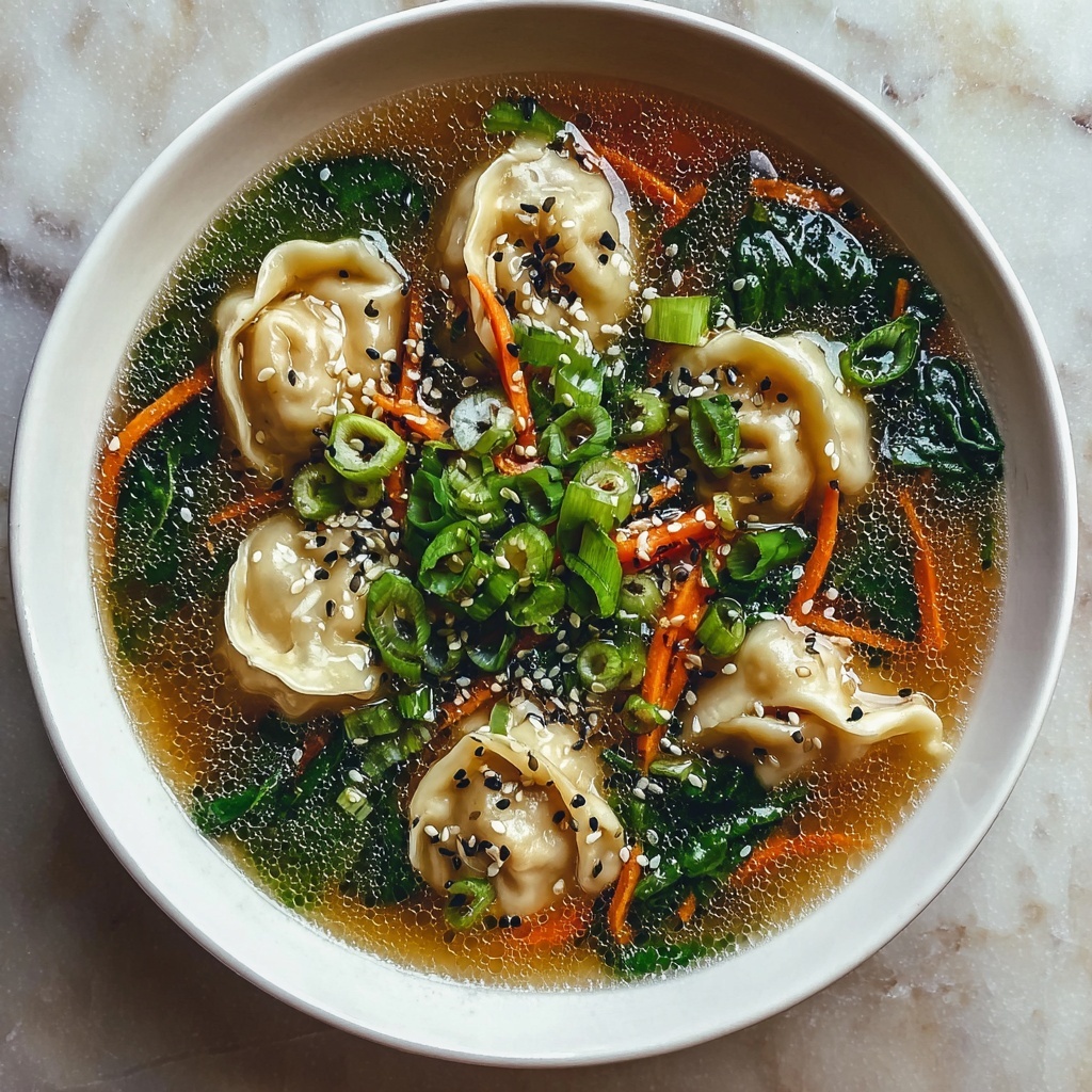 Steaming Hot Asian Potsticker Soup Recipe - Recipe Image