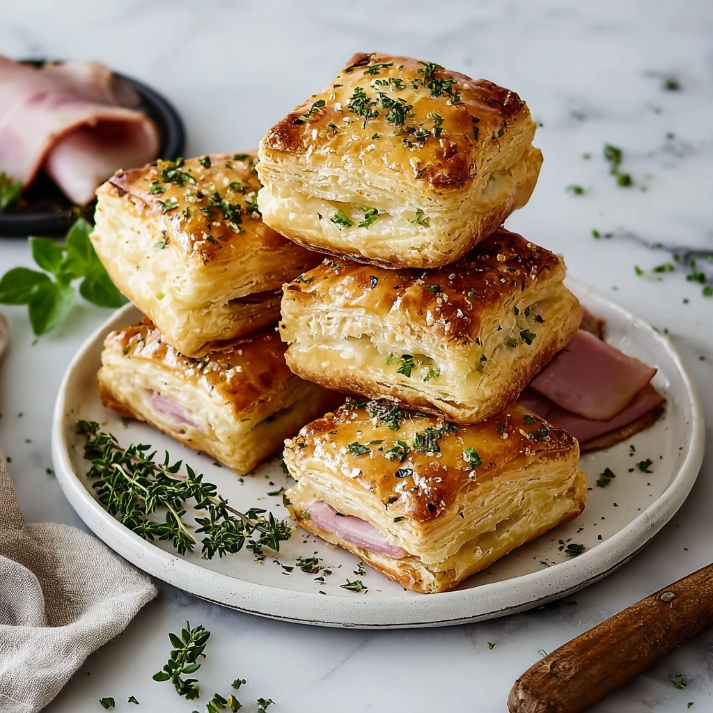 Crispy Ham & Cheese Puff Pastry Stacks Recipe - Recipe Image