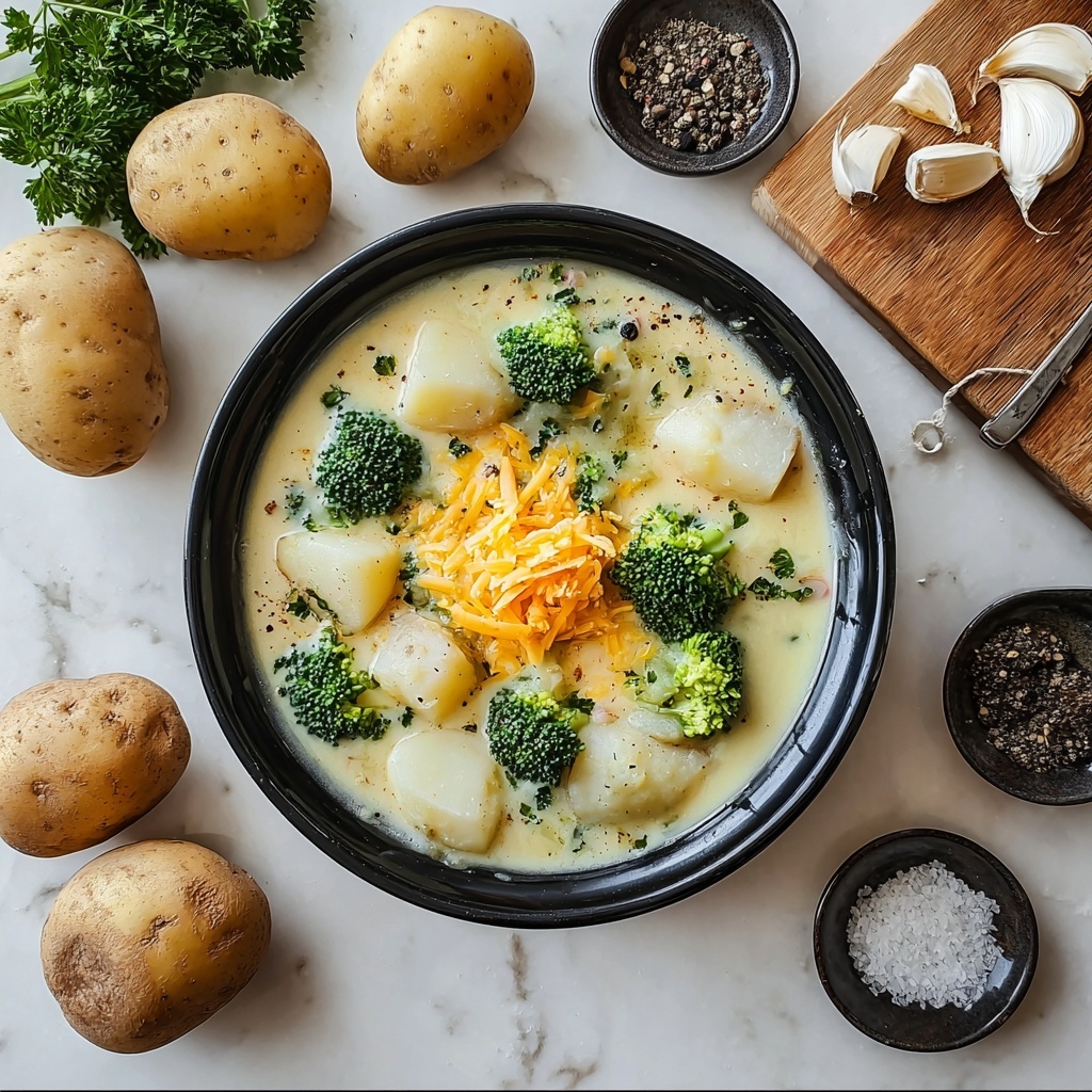 Crockpot Potato Broccoli Cheddar Soup Recipe - Recipe Image