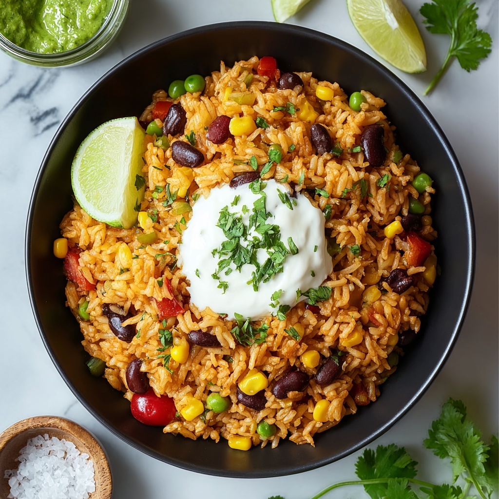 Taco Rice Bowl with Ground Beef, Black Beans, Corn, and Fresh Toppings Recipe - Recipe Image