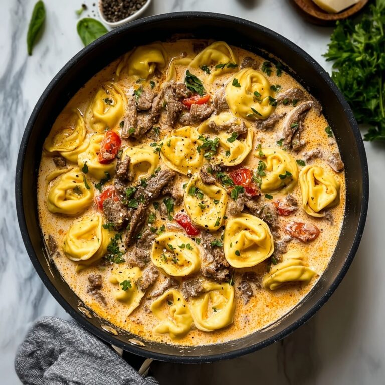 Cheesesteak Tortellini in Creamy Provolone Sauce Recipe
