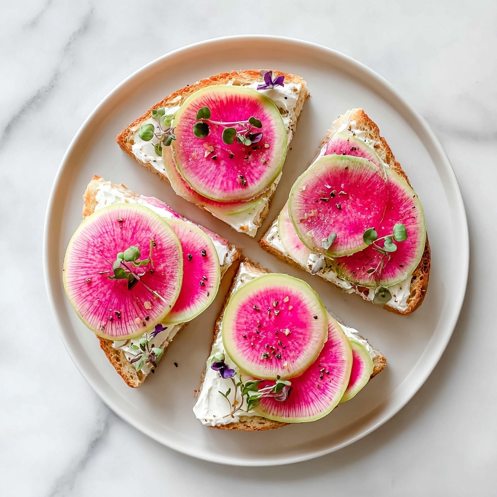 Watermelon Radish Toast with Herbed Goat's Cheese Recipe - Recipe Image