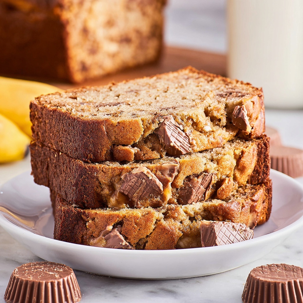 Reese's Peanut Butter Cup Banana Bread Recipe - Recipe Image