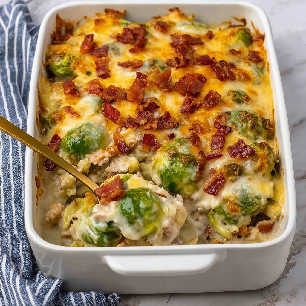 Brussels Sprouts Gratin with Parmesan, Bacon, and Cheddar Recipe - Recipe Image