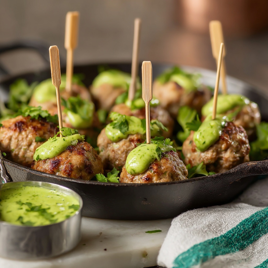 Peruvian Chicken Meatballs with Green Sauce Recipe - Recipe Image