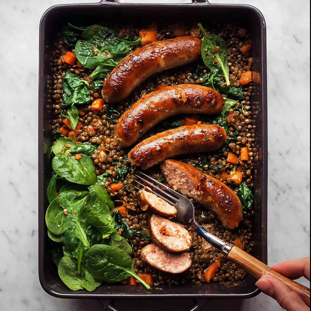 One-Pan Baked Sausage and Lentils Recipe - Recipe Image
