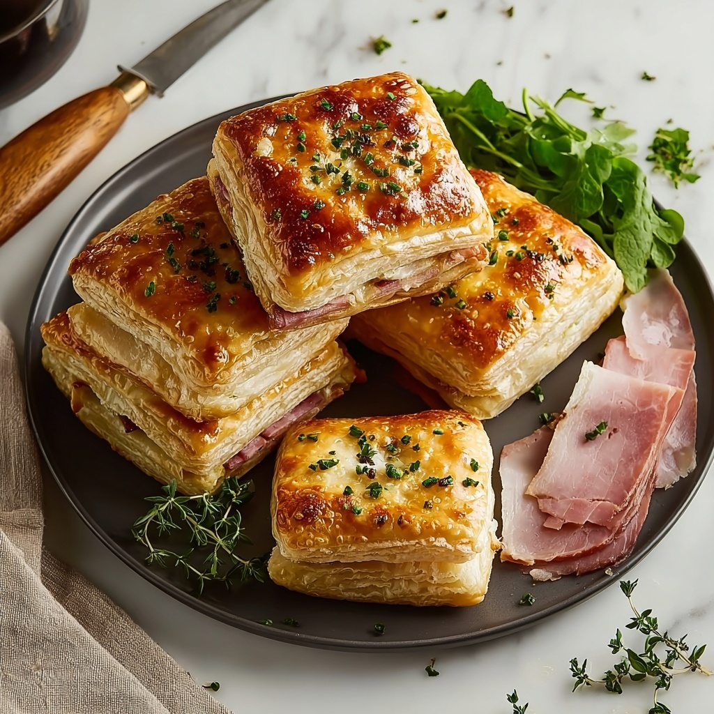 Crispy Ham & Cheese Puff Pastry Stacks Recipe - Recipe Image