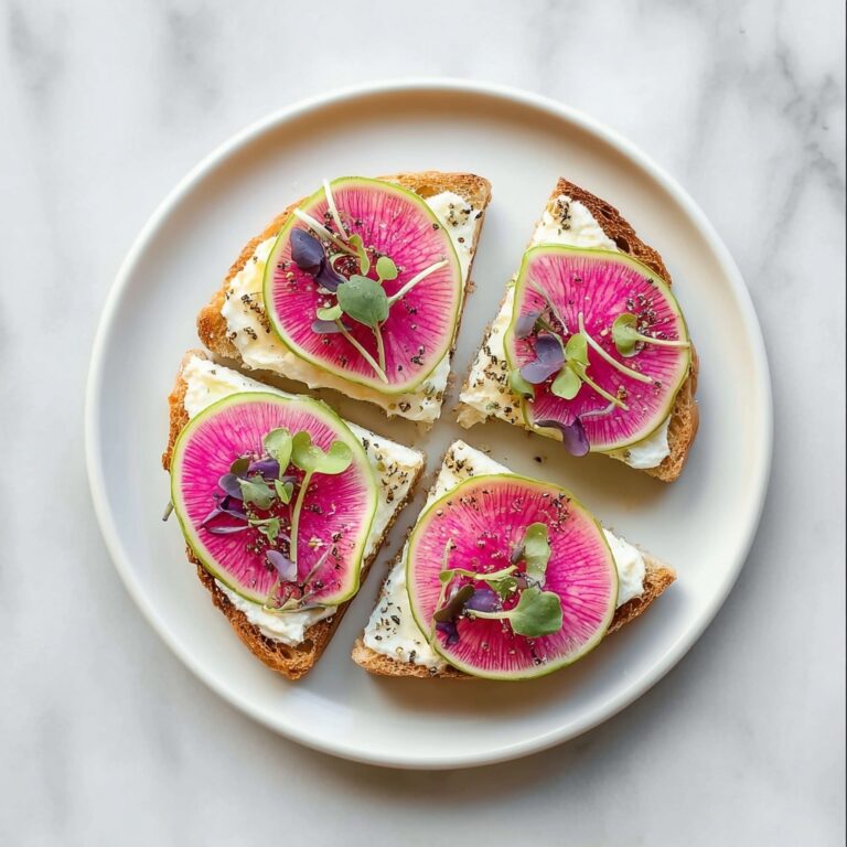 Watermelon Radish Toast with Herbed Goat’s Cheese Recipe