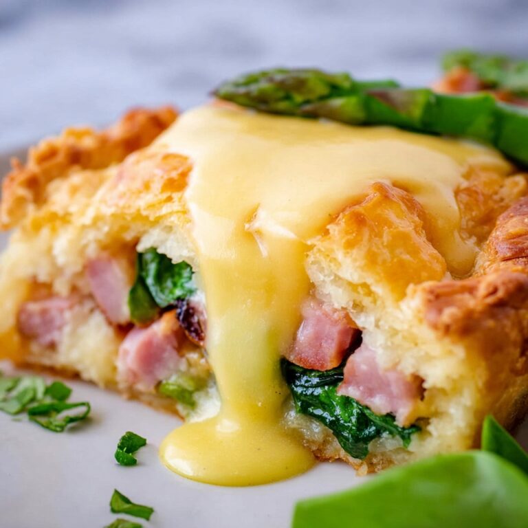 Savory Ham and Asparagus Bread Pudding with Swiss Cheese Recipe