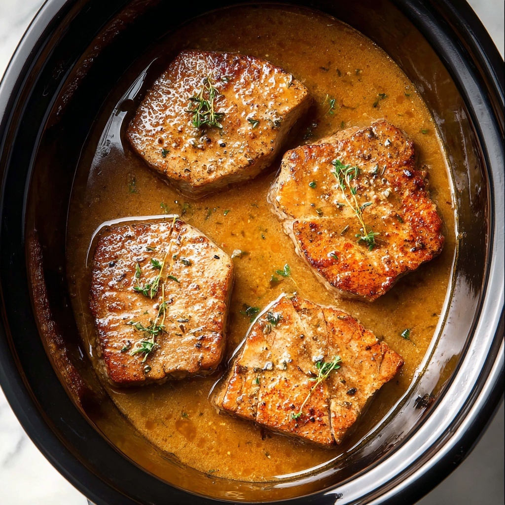 Crockpot Pork Chops with White Wine and Herbs Recipe - Recipe Image