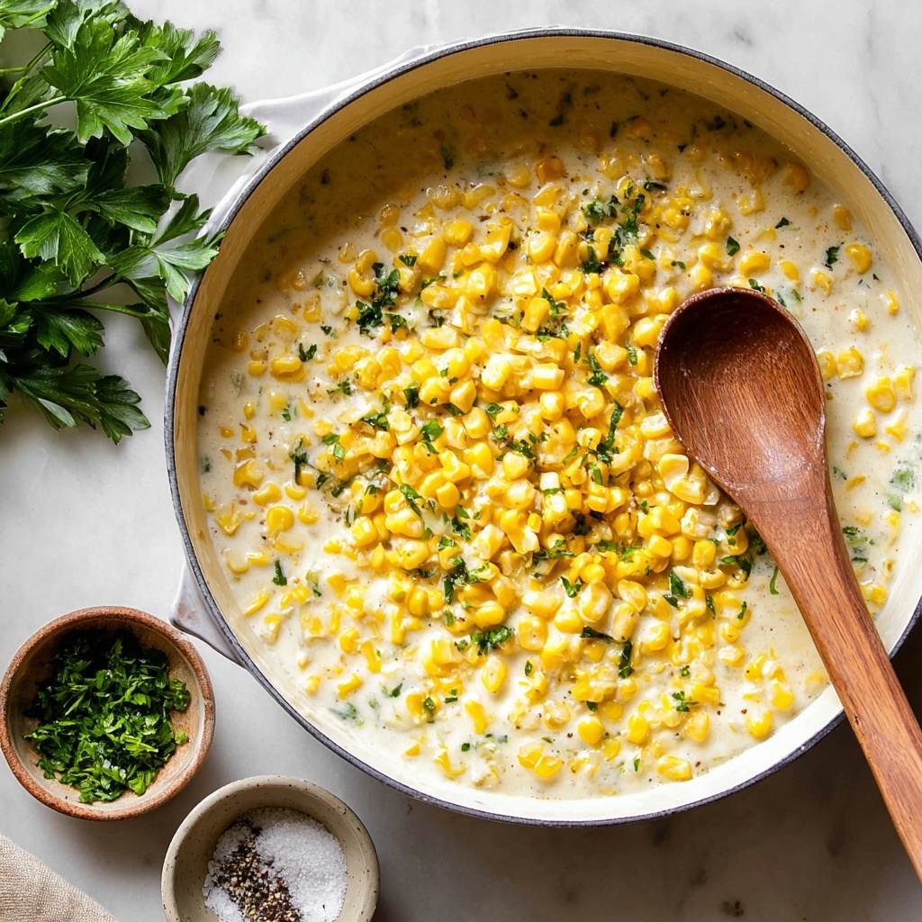 Creamed Corn with Parmesan and Fresh Herbs Recipe - Recipe Image