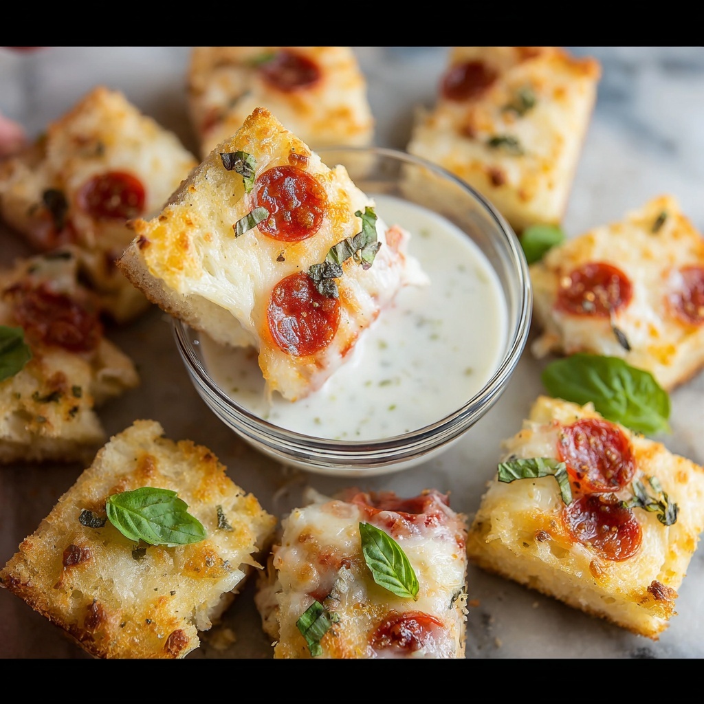 Garlic Butter French Bread Pizza Bites Recipe - Recipe Image