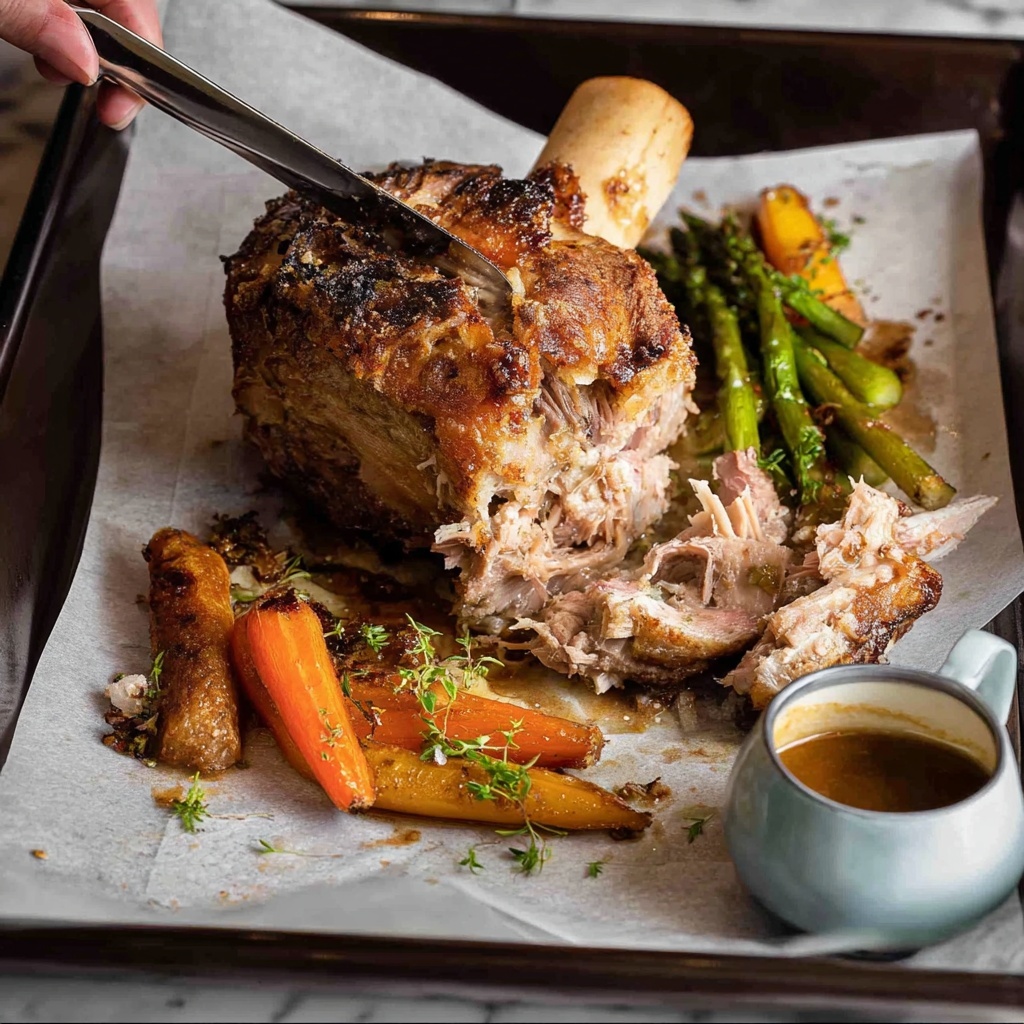 Slow Cooker Roast Lamb Leg with Gravy Recipe - Recipe Image
