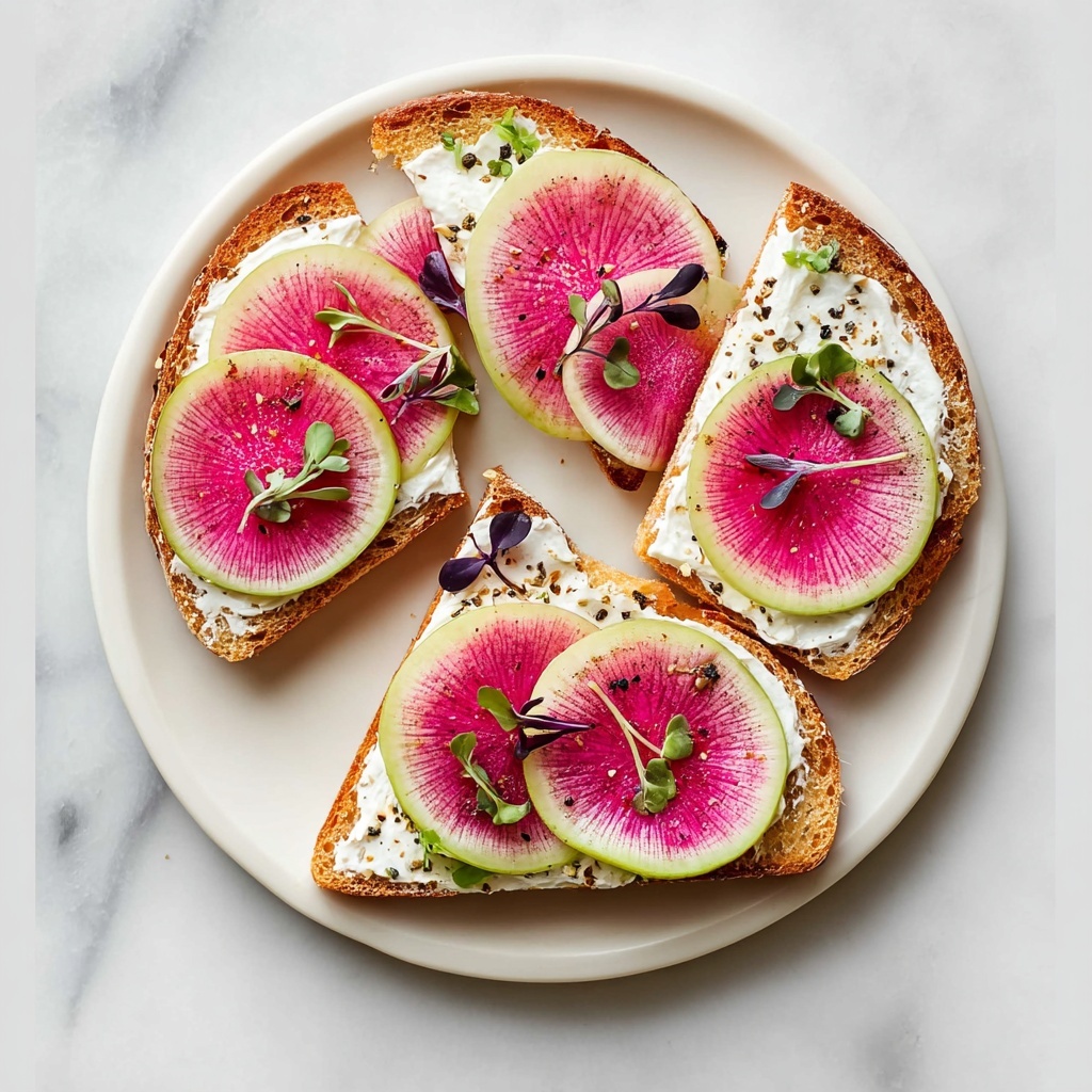 Watermelon Radish Toast with Herbed Goat's Cheese Recipe - Recipe Image
