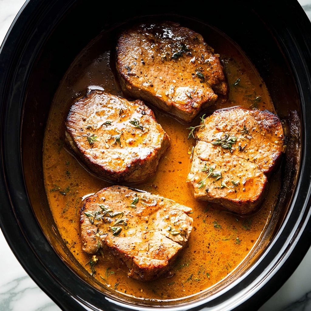 Crockpot Pork Chops with White Wine and Herbs Recipe - Recipe Image