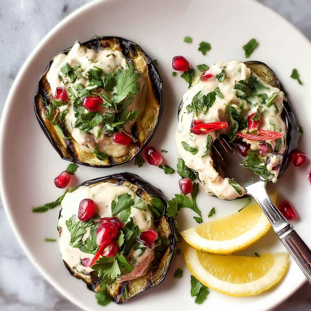 Grilled Eggplant with Yoghurt Sauce and Fresh Herbs Recipe - Recipe Image