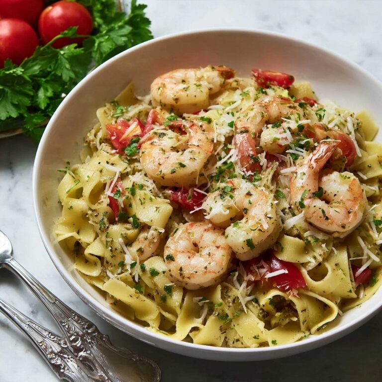 Pesto Pasta with Shrimp and Tomatoes Recipe