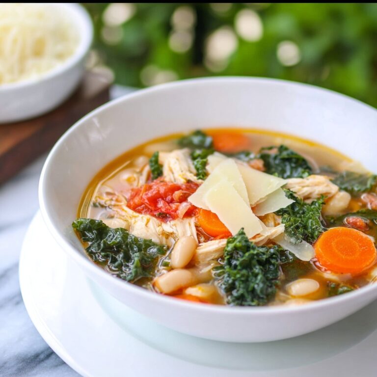 Chicken Kale White Bean Soup with Parmesan Shavings Recipe