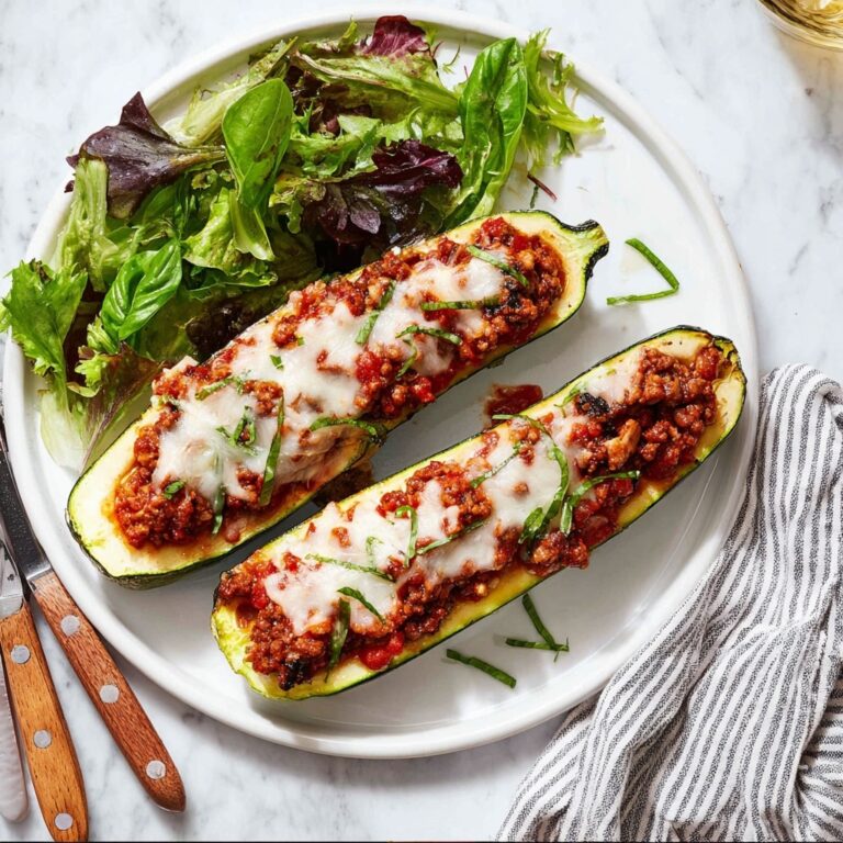 Stuffed Zucchini Boats with Italian Sausage, Cheese, and Basil Recipe