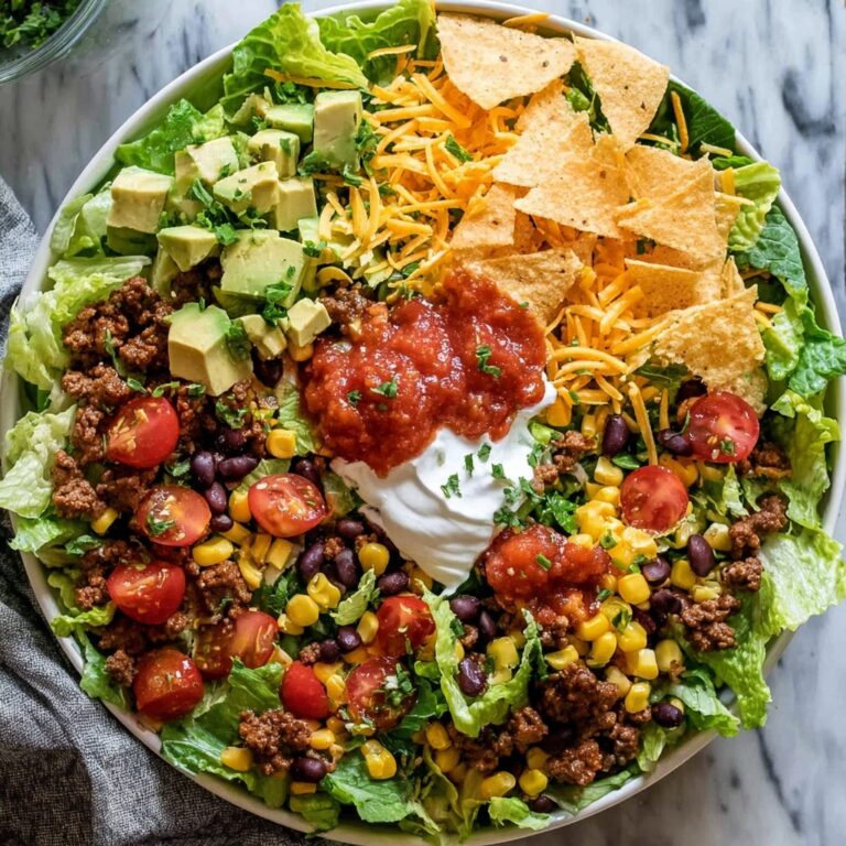 Easy Taco Salad with Ground Beef, Black Beans, Corn, and Fresh Veggies Recipe
